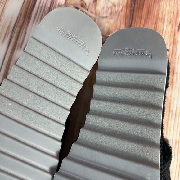 UGG Koolaburra FUZZ 'N II Size 8 Black Faux Fur Slingback Sandals Slipper Shoes - Picture 11 of 12